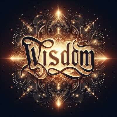 A picture with text saying wisdom.